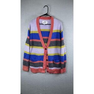RE/DONE 90s‎ Cardigan Sweater Womens Medium Multicolor Stripe Button Pocket Knit